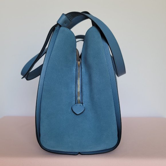 KATE SPADE Knott LARGE Pebbled Leather & Suede Shoulder Bag-Manta Blue⭐ - Picture 11 of 16
